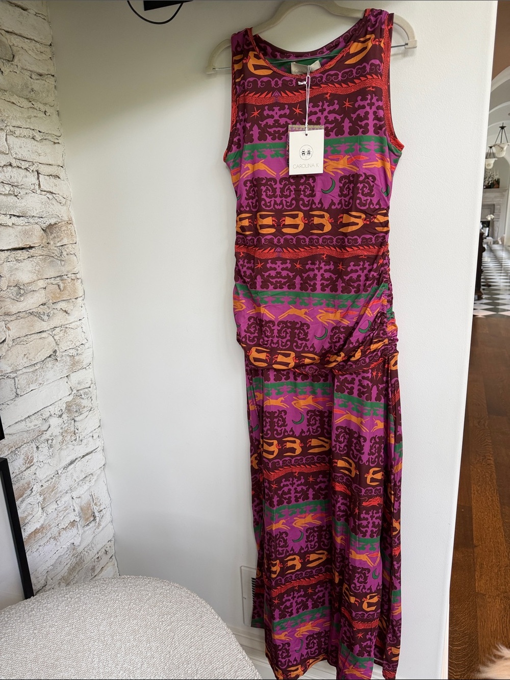 Carolina K Sleeveless Purple Patterned Maxi Dress